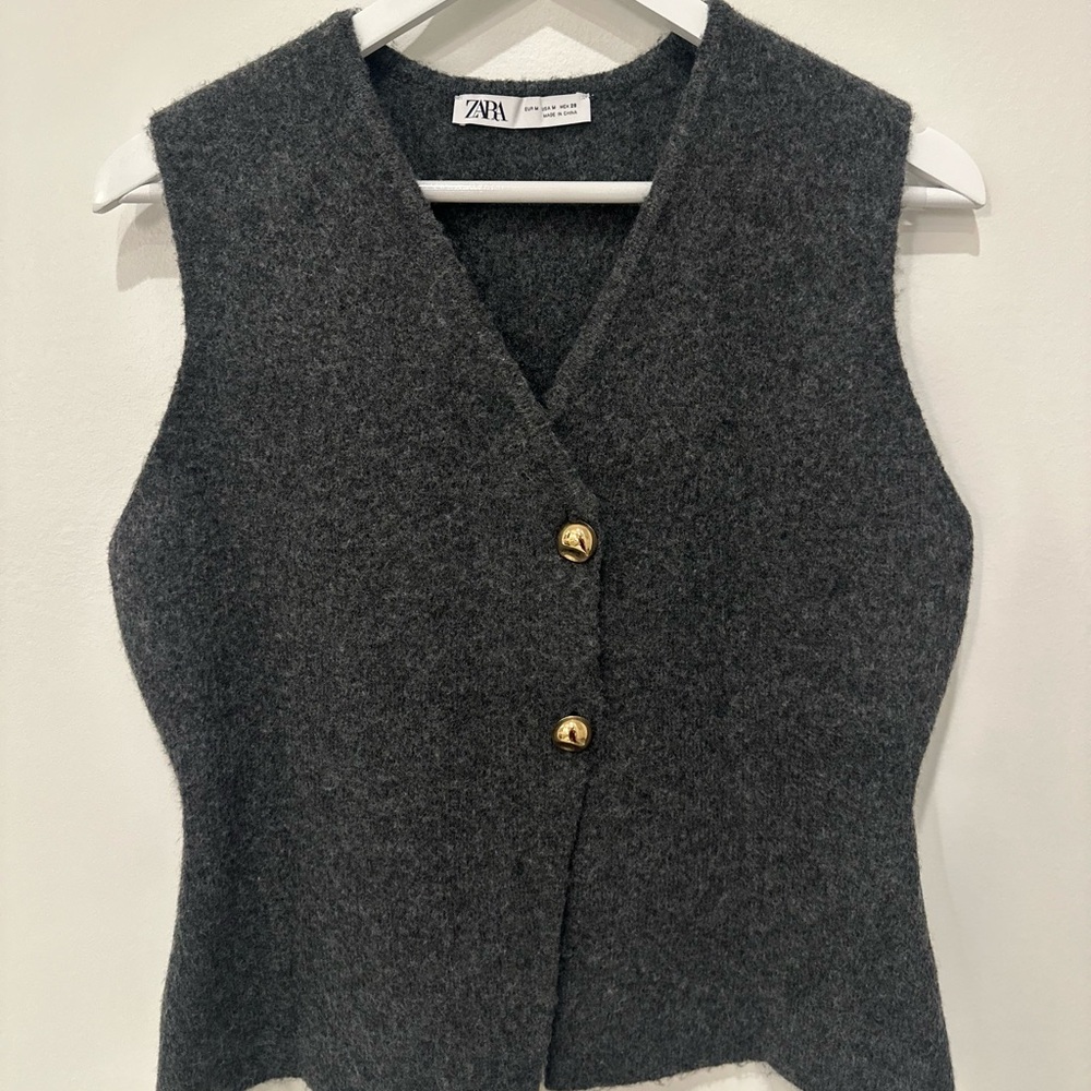 Zara Charcoal Wool Vest